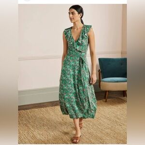 Boden Size 6R Saskia Green Wrap Jersey Maxi Dress